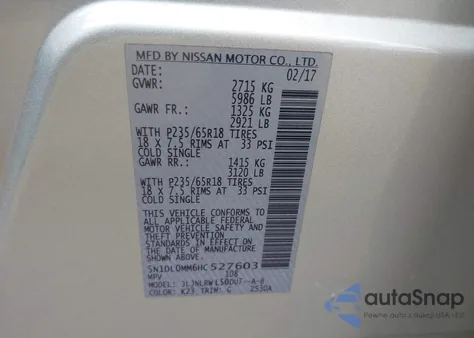 2017 Infiniti Qx60 из США, поврежденный, VIN 5N1DL0MM6HC527603